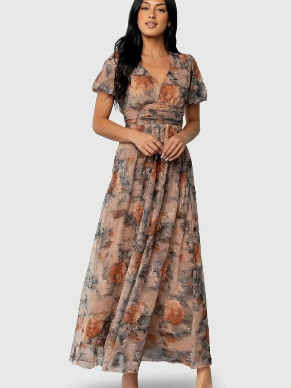 Baltic Born Ardley Maxi Dress | Copper + Slate Floral Size MM - Picture 5 of 5